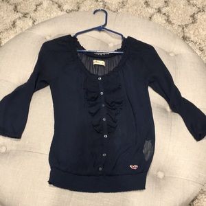 Holister sheer navy blouse